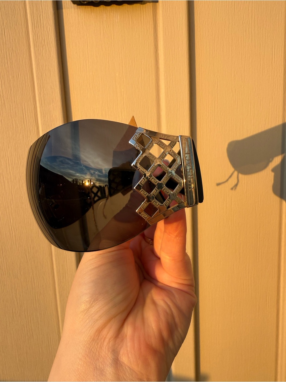 Versace Insane Y2K Black Shield Sunglasses with Silver Temples - Picture 8 of 8